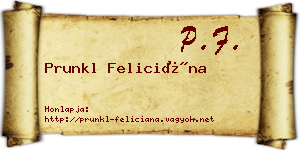 Prunkl Feliciána névjegykártya